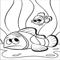 Раскраски с героями из мультфильма В поисках Немо (Finding Nemo) - в актинии