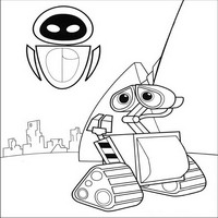 Раскраски с героями из мультфильма Валли (Wall-e) - прилетела ева