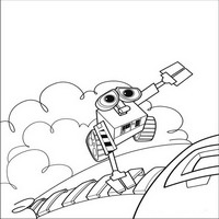 Раскраски с героями из мультфильма Валли (Wall-e) - прицепился к звездолету