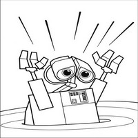 Раскраски с героями из мультфильма Валли (Wall-e) - валли тонет