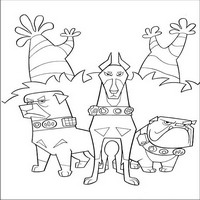 Раскраски с героями из мультфильма Вверх (Up) - три пса