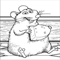 Раскраски с героями из мультфильма Рататуй (Ratatouille) - брат Реми с сыром