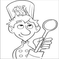 Раскраски с героями из мультфильма Рататуй (Ratatouille) - Лингвини и Реми