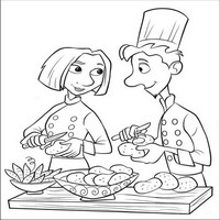 Раскраски с героями из мультфильма Рататуй (Ratatouille) - Лингвини и Коллет