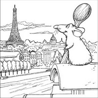 Раскраски с героями из мультфильма Рататуй (Ratatouille) - Реми во Франции