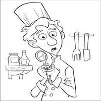 Раскраски с героями из мультфильма Рататуй (Ratatouille) - Лингвини растерян