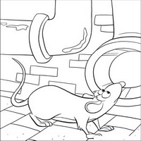 Раскраски с героями из мультфильма Рататуй (Ratatouille) - Реми у трубы