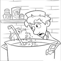 Раскраски с героями из мультфильма Рататуй (Ratatouille) - Реми учит Лингвини