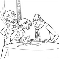Раскраски с героями из мультфильма Рататуй (Ratatouille) - знакомство Эго с поваром