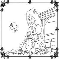 Раскраски по мотивам сказки Золушка - в саду