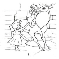Раскраски с персонажами Снежная Королева -  олень