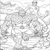 Раскраски с Фантастической четверкой (Fantastic Four) - Существо, Мистер Фантастик и Невидимая Леди готовы к борьбе