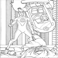 Раскраски с Фантастической четверкой (Fantastic Four) - Мистер Фантастик и Невидимая Леди побеждают Доктора Дум