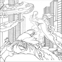 Раскраски с Фантастической четверкой (Fantastic Four) - Мистер Фантастик и Человек-факел, Доктор Дум  повержен