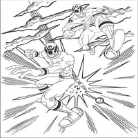 Раскраски с героями Могучими ренджерами (Power Rangers) - небесный удар