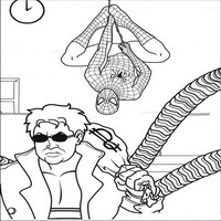 Раскраски с Человеком-пауком (Spider-Man) - Человек паук останавливает Доктора Осминога
