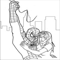 Раскраски с Человеком-пауком (Spider-Man) - Человек Паук с девушкой