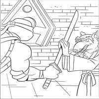 Раскраски с Черепашками-ниндзя (Teenage Mutant Ninja Turtles, TMNT) - бой с Крысиным Королём